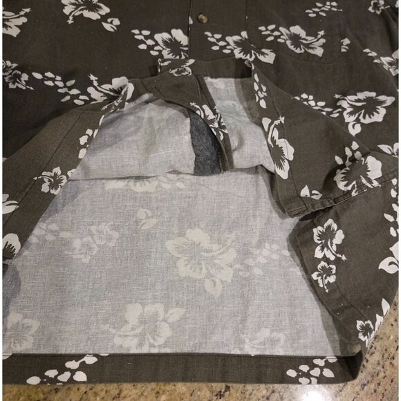 Eddie Bauer Shirt Mens M Green White Floral Hawaiian Button Up Linen Cotton - Picture 6 of 12